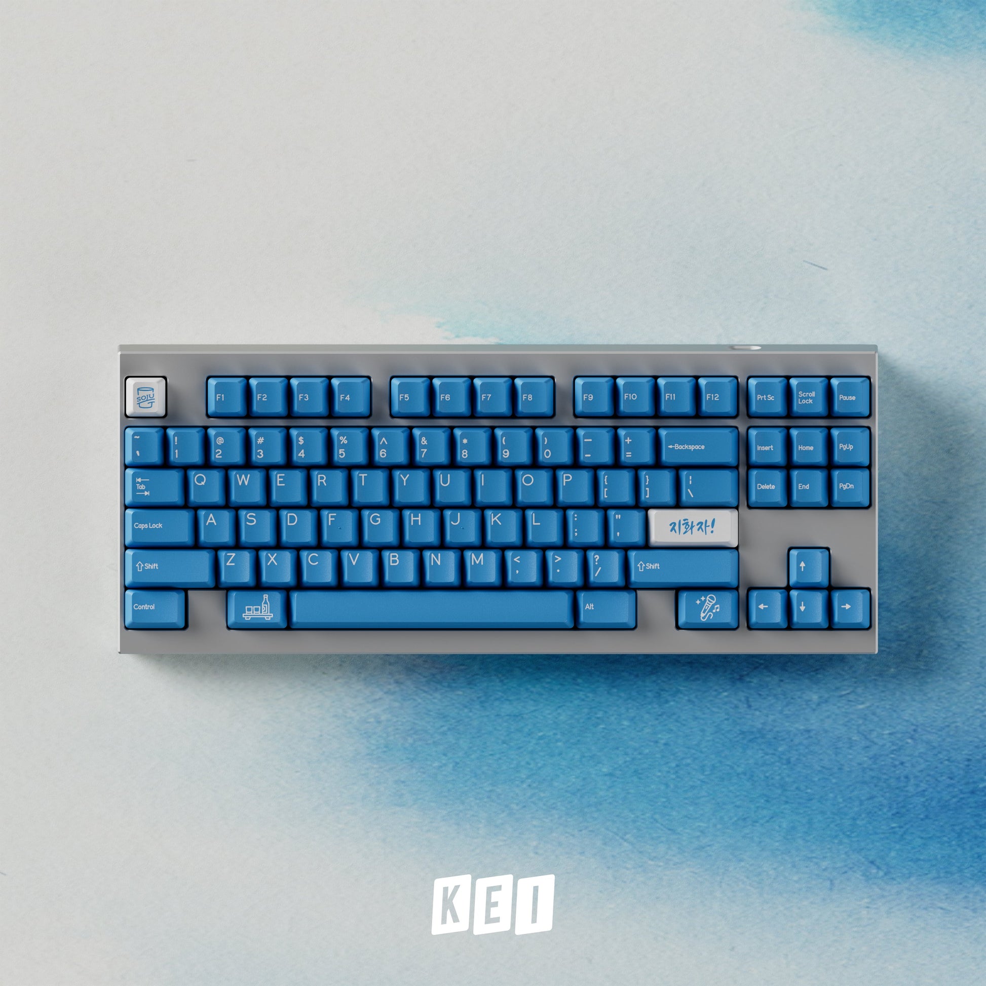 DCS Soju Blue keycaps on F1-8X keyboard