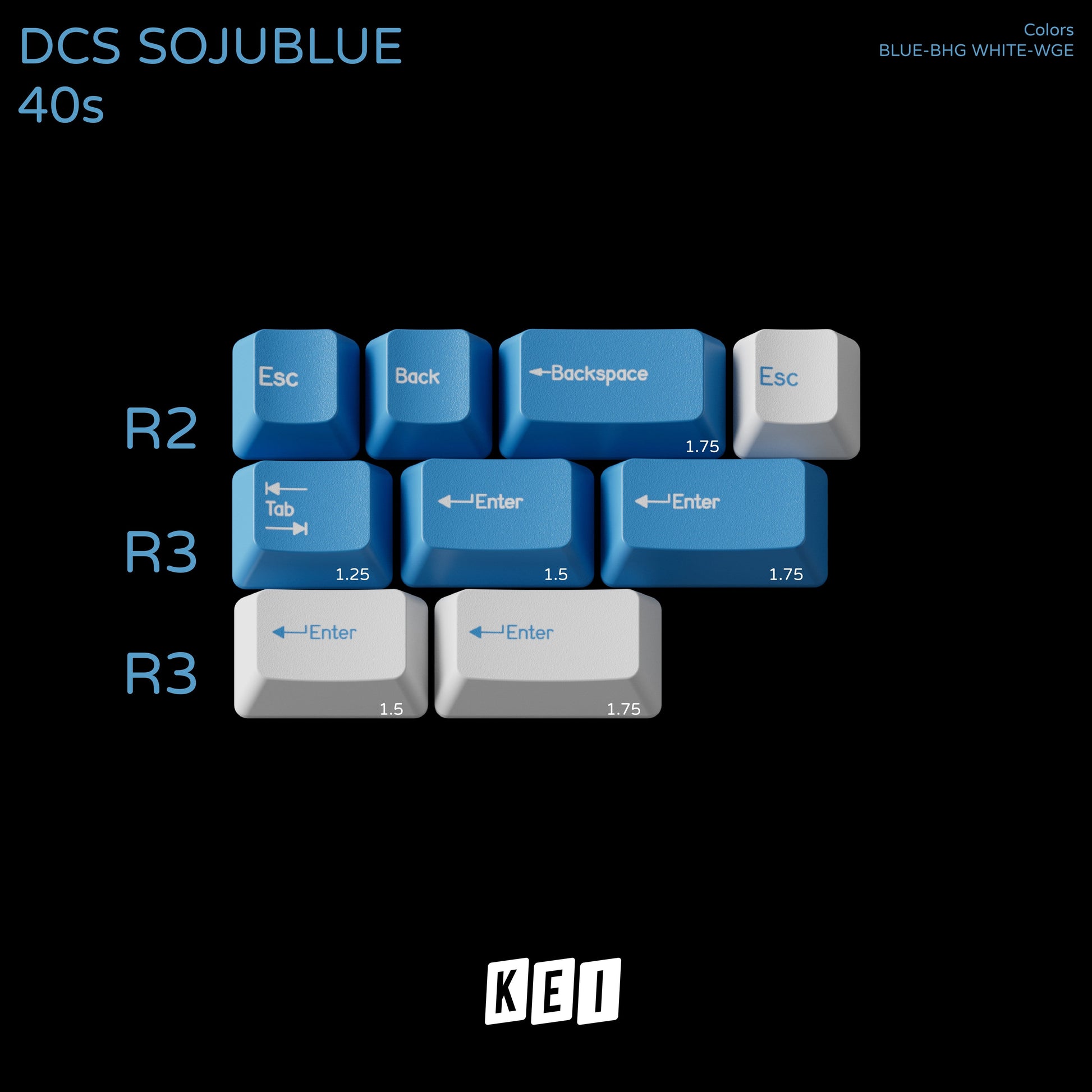 DCS Soju Blue 40s kit keycap layout