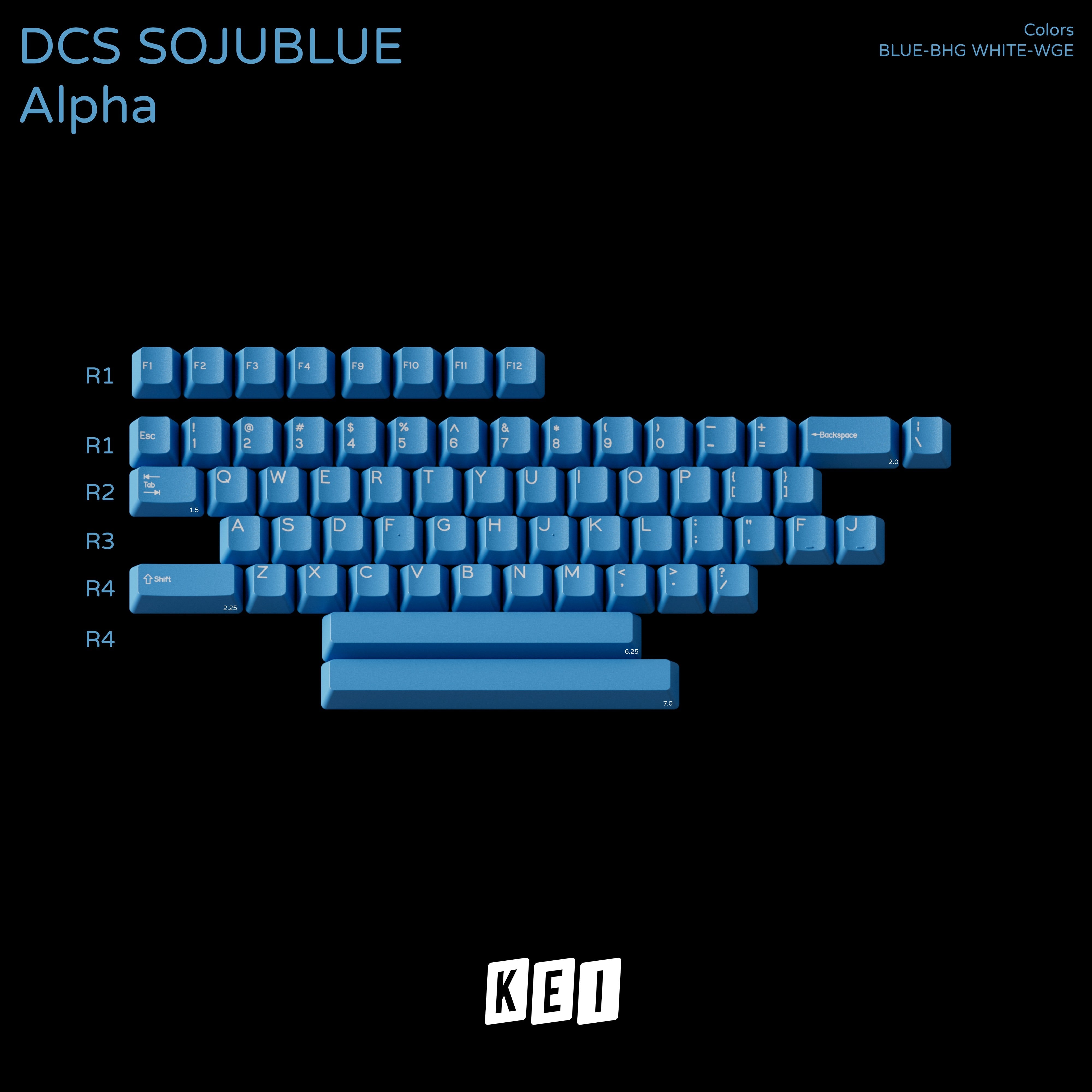 DCS Soju Blue Alpha kit keycap layout