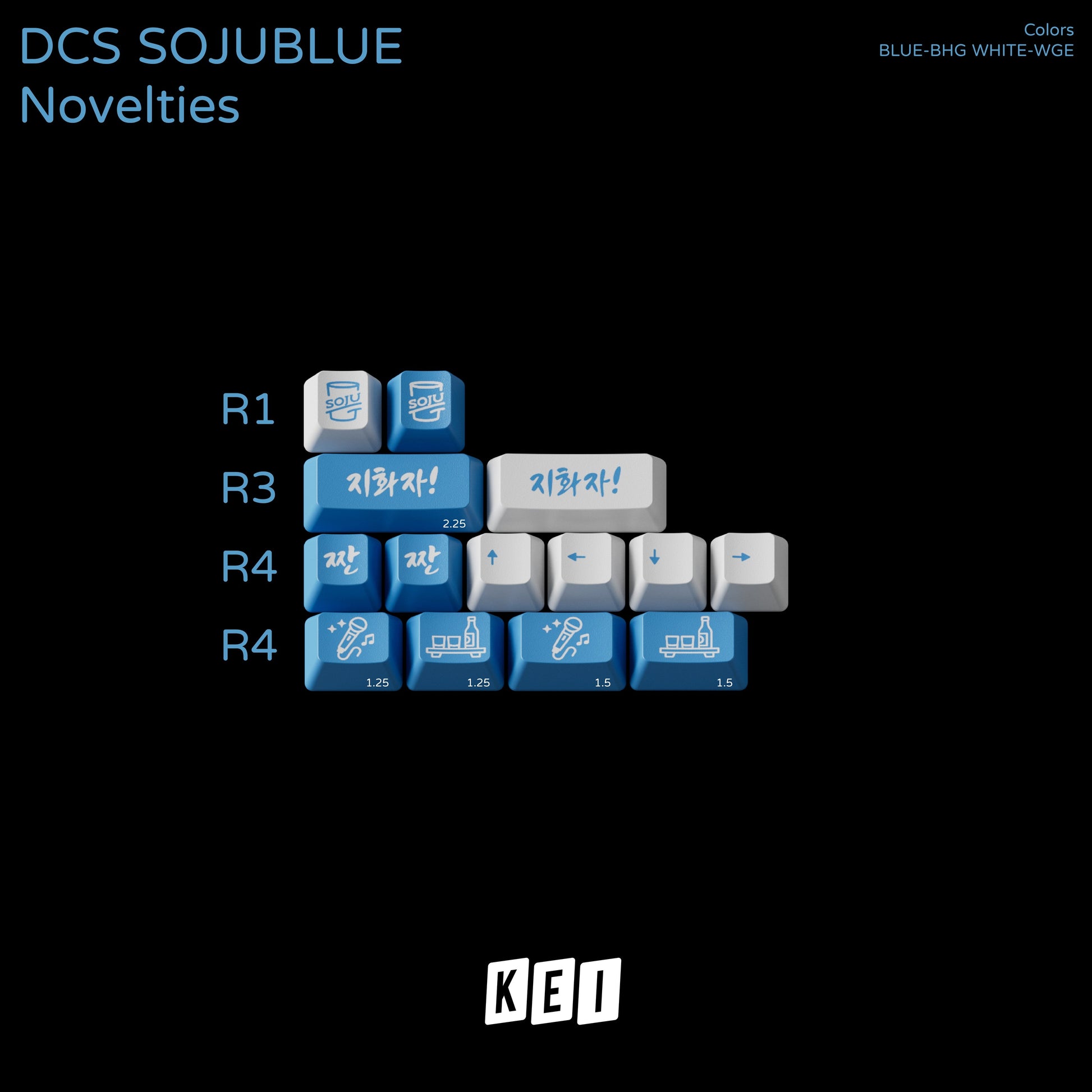 DCS Soju Blue Novelties kit keycap layout