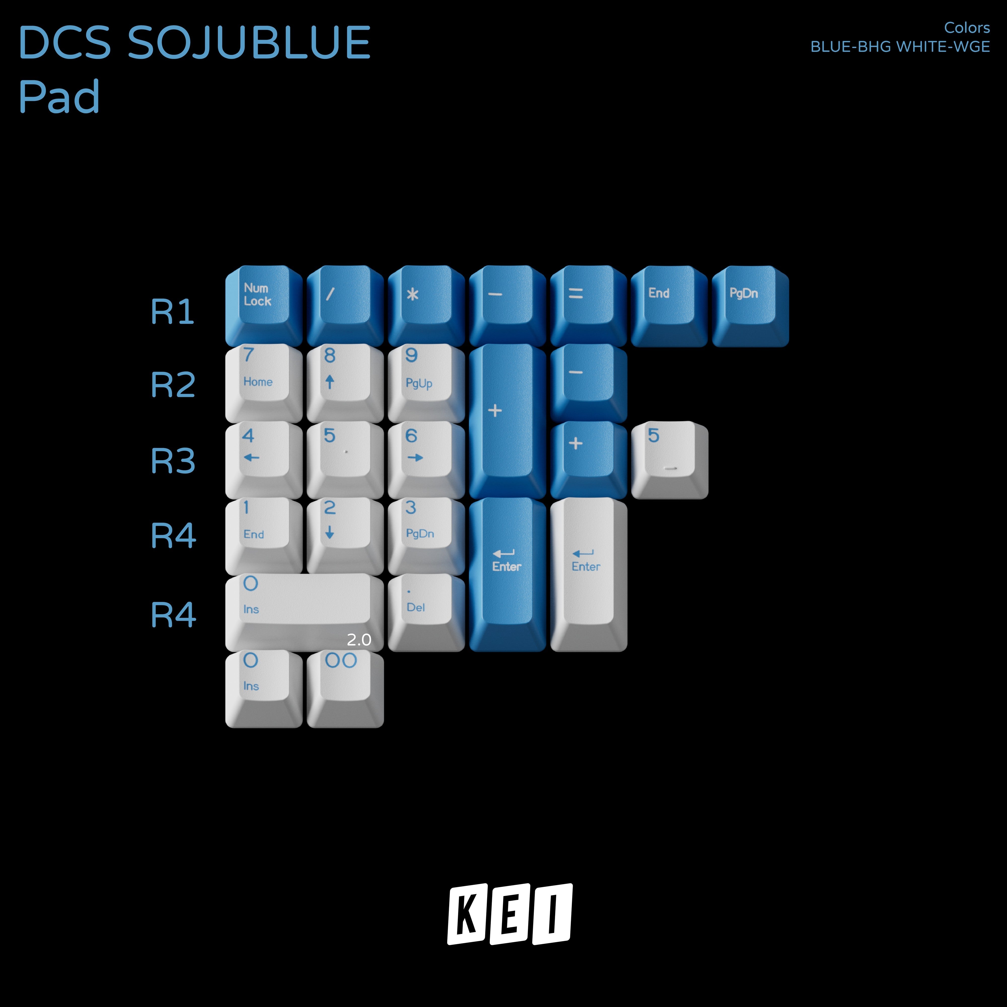 DCS Soju Blue Pad kit keycap layout